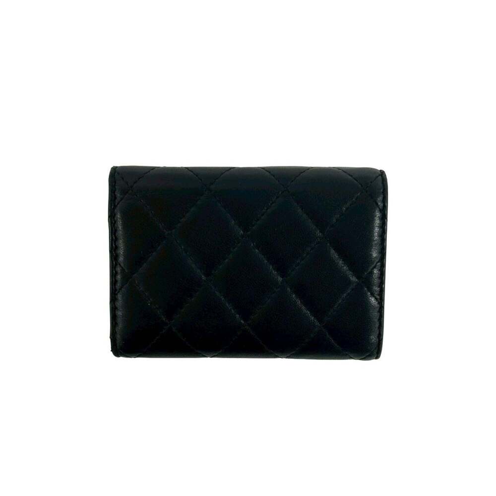 CHANEL Black Lambskin Leather Logo Wallet - Picture 2 of 10